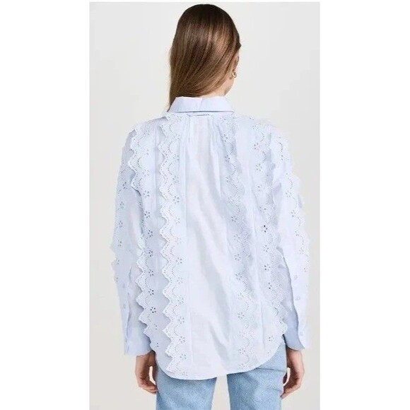 Citizens of Humanity Shay Popover Shirt Tunic Top Eyelet Embroidered XS 283862 - Picture 4 of 9